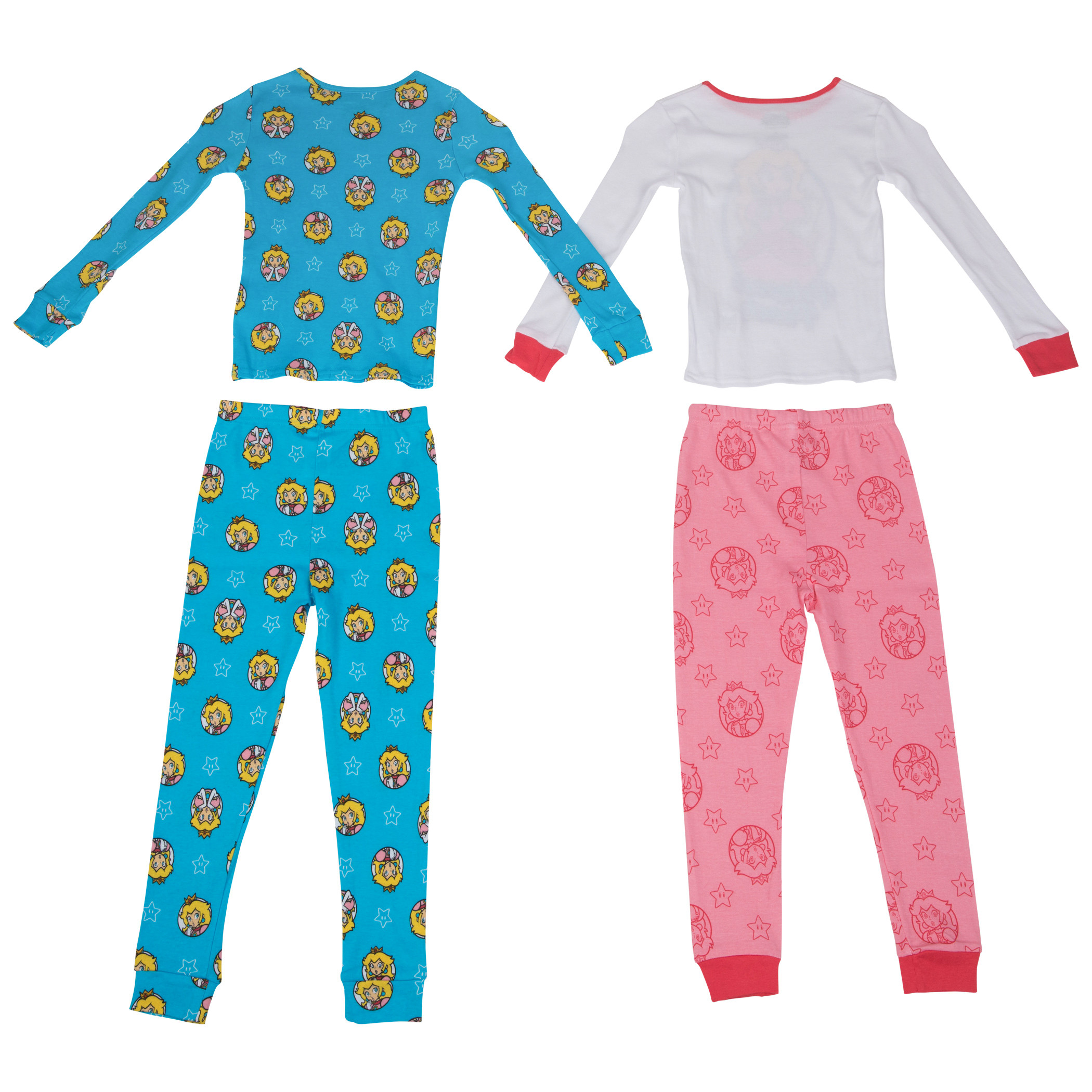 Princess Peach Long Sleeve 4-Piece Girl's Pajama Set
